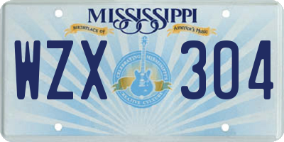 MS license plate WZX304