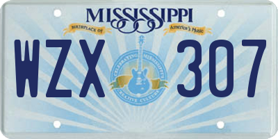 MS license plate WZX307