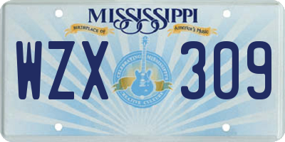 MS license plate WZX309