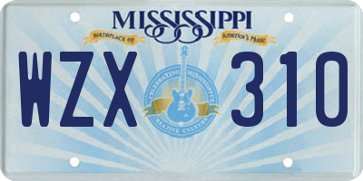 MS license plate WZX310