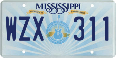 MS license plate WZX311