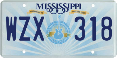 MS license plate WZX318