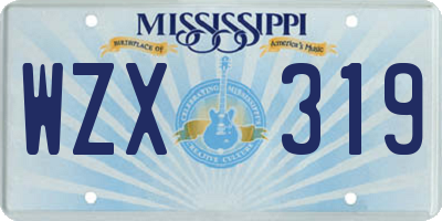 MS license plate WZX319