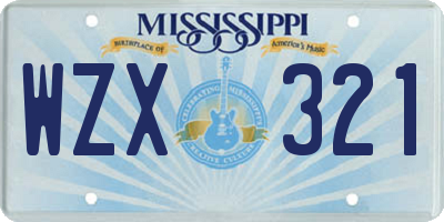 MS license plate WZX321