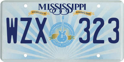 MS license plate WZX323