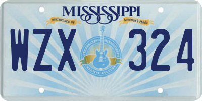 MS license plate WZX324