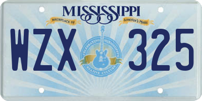 MS license plate WZX325