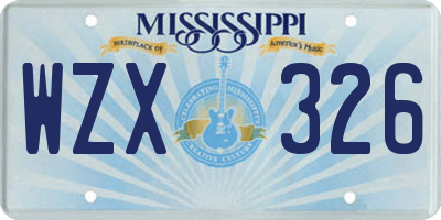 MS license plate WZX326