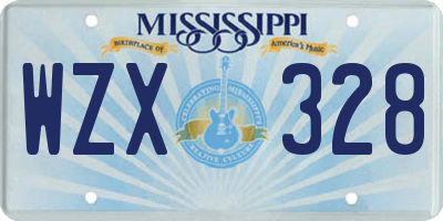 MS license plate WZX328