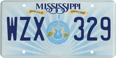 MS license plate WZX329