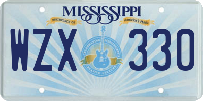 MS license plate WZX330