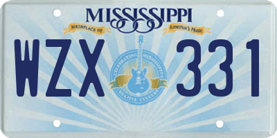 MS license plate WZX331