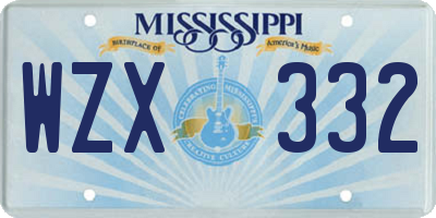 MS license plate WZX332