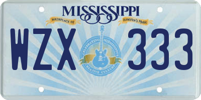 MS license plate WZX333