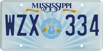 MS license plate WZX334