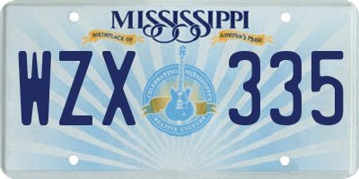 MS license plate WZX335