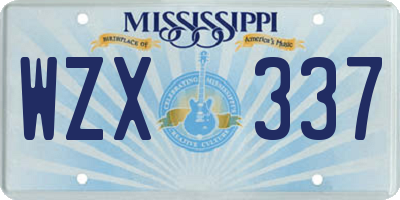 MS license plate WZX337