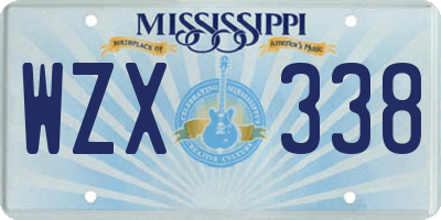 MS license plate WZX338
