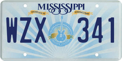 MS license plate WZX341