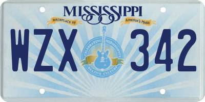 MS license plate WZX342