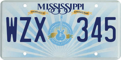 MS license plate WZX345