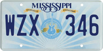 MS license plate WZX346