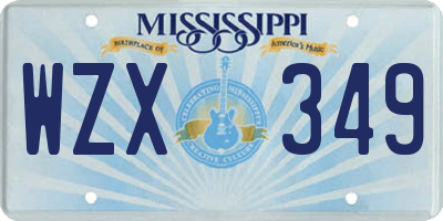 MS license plate WZX349