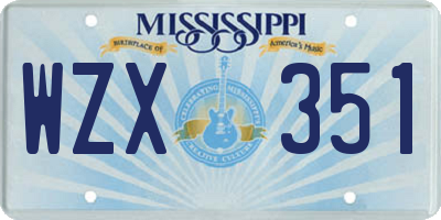MS license plate WZX351
