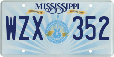 MS license plate WZX352