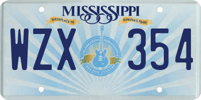 MS license plate WZX354