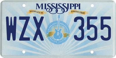 MS license plate WZX355