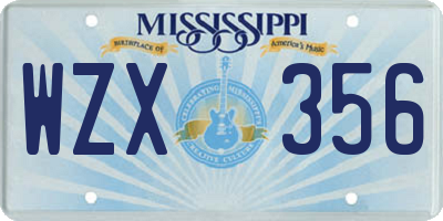 MS license plate WZX356