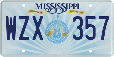 MS license plate WZX357