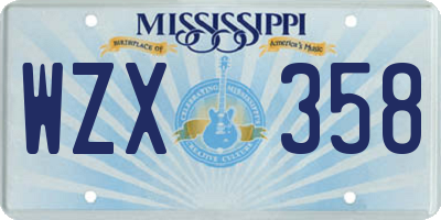 MS license plate WZX358