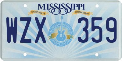 MS license plate WZX359