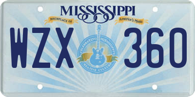 MS license plate WZX360