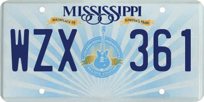 MS license plate WZX361
