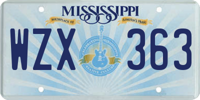 MS license plate WZX363