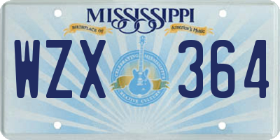 MS license plate WZX364