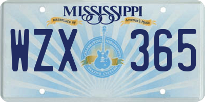 MS license plate WZX365