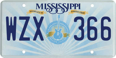 MS license plate WZX366