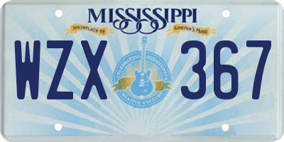 MS license plate WZX367