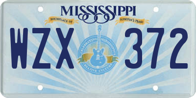 MS license plate WZX372