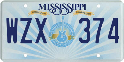 MS license plate WZX374