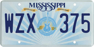 MS license plate WZX375