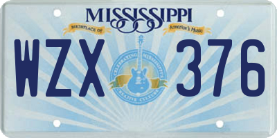 MS license plate WZX376