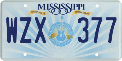 MS license plate WZX377