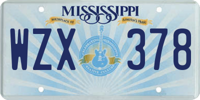 MS license plate WZX378