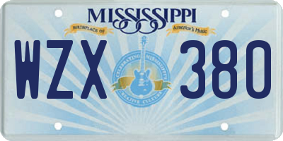 MS license plate WZX380