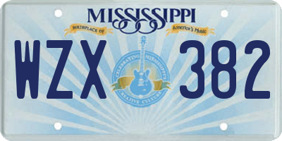 MS license plate WZX382